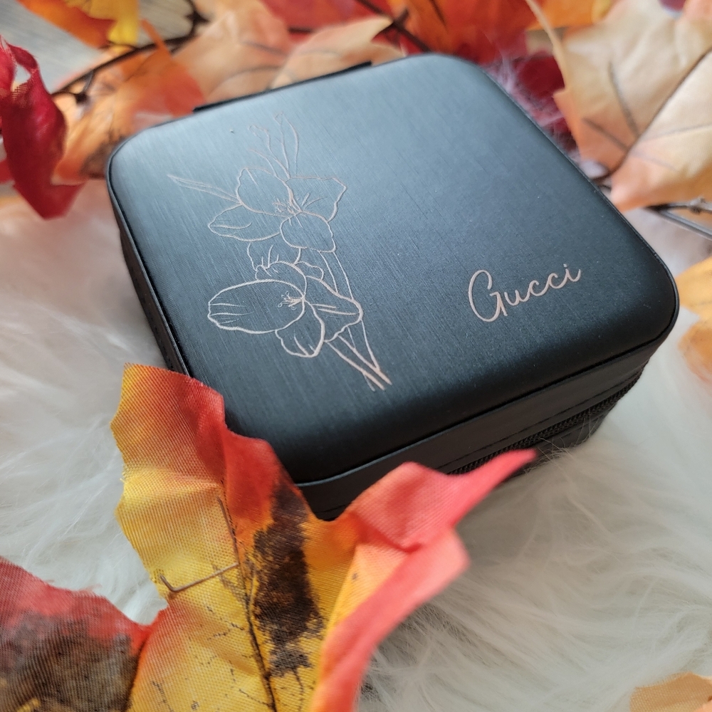 4th Of July Deal🇺🇸 Black Jewelry Box with Floral Design